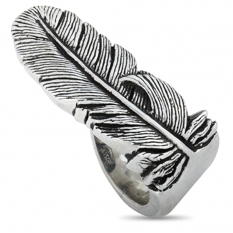 King Baby Raven Feather Silver Ring