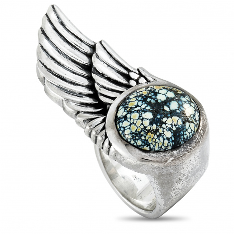 King Baby Silver and Turquoise Wing Ring