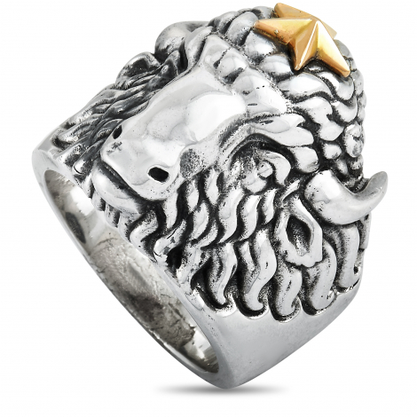 King Baby Sterling Silver Star Buffalo Ring