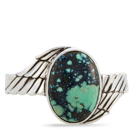 King Baby Sterling Silver and Spotted Turquoise Wing Cuff Bracelet