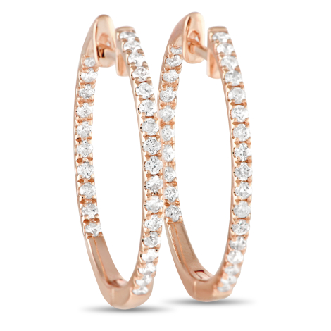 LB Exclusive 14K Rose Gold 0.50ct Diamond Inside-Out Hoop Earrings