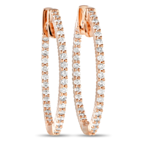 LB Exclusive 14K Rose Gold 1.0ct Diamonds Inside-Out Hoop Earrings