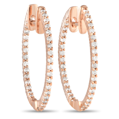 LB Exclusive 14K Rose Gold 0.55ct Diamond Inside-Out Hoop Earrings