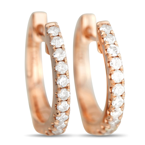 LB Exclusive 14K Rose Gold 0.31ct Diamond Hoop Earrings