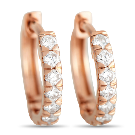 LB Exclusive 14K Rose Gold 0.37ct Diamond Hoop Earrings