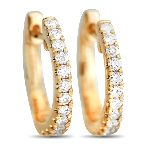 LB Exclusive 14K Yellow Gold 0.31ct Diamond Hoop Earrings