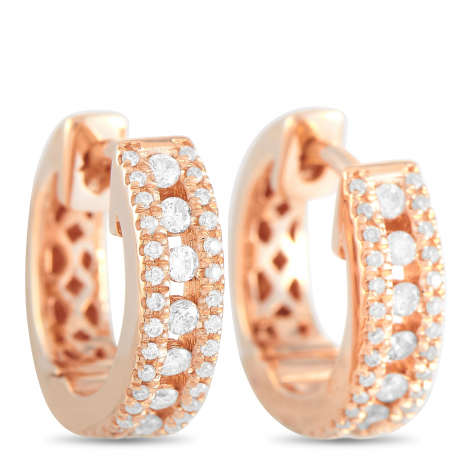 LB Exclusive 14K Rose Gold 0.35 ct Diamond Hoop Earrings