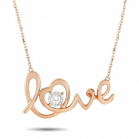 LB Exclusive 14K Rose Gold 0.10 ct Diamond Pendant Necklace