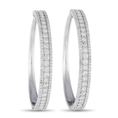 LB Exclusive 14K White Gold 7.0ct Diamond Tapered Hoop Earrings