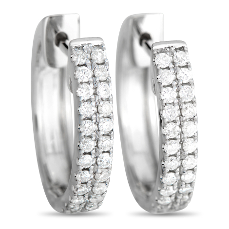 LB Exclusive 14K White Gold 0.50ct Diamond Hoop Earrings