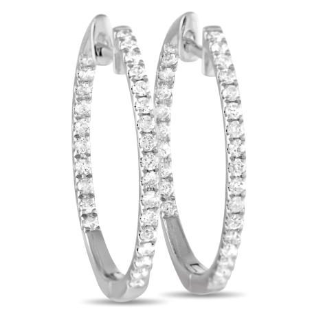 LB Exclusive 14K Yellow Gold 0.50ct Diamond Inside-Out Hoop Earrings