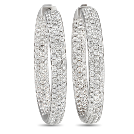 LB Exclusive 14K White Gold 6.10ct Diamond Inside-Out Hoop Earrings