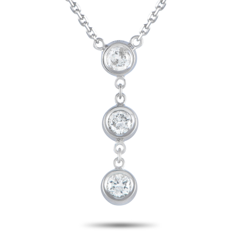 LB Exclusive 14K White Gold 0.45ct Diamond 3-Stone Necklace