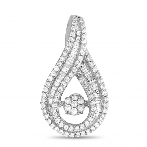 LB Exclusive 14K White Gold 0.75 ct Diamond Teardrop Pendant