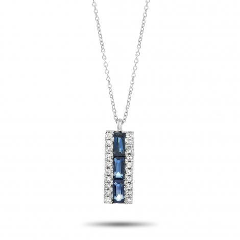 LB Exclusive 14K White Gold 0.10ct Diamond and Sapphire Necklace 