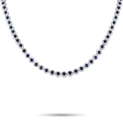 LB Exclusive 14K White Gold 8.15ct Diamond and Sapphire Necklace