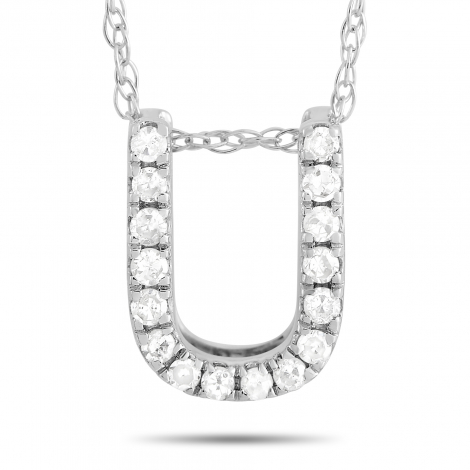 LB Exclusive 14K White Gold 0.10 ct Diamond Initial ‘U’ Necklace