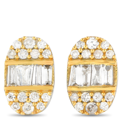 LB Exclusive 14K White and Yellow Gold 0.30ct Diamond Oval Earrings