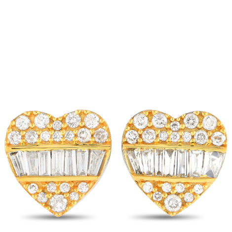 LB Exclusive 14K White and Yellow Gold 0.35ct Diamond Heart Earrings