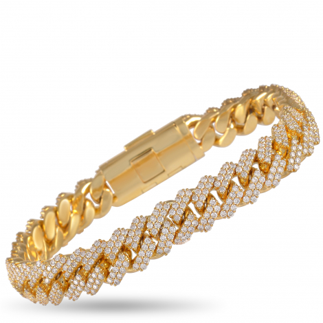 LB Exclusive 14K Yellow Gold 8.94 ct Diamond Cuban Link Bracelet