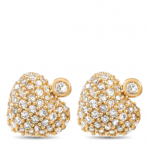 LB Exclusive 14K Yellow Gold 0.25 ct Diamond Heart Earrings