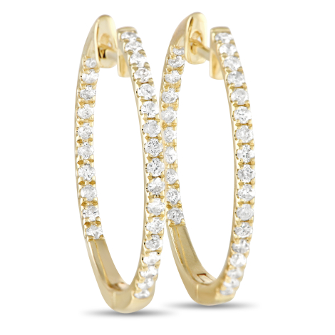 LB Exclusive 14K Yellow Gold 0.50ct Diamond Inside-Out Hoop Earrings