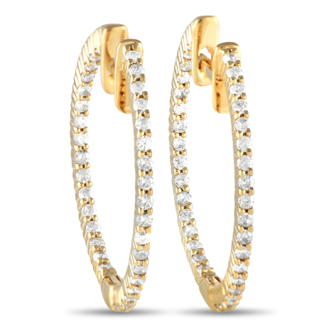 LB Exclusive 14K Yellow Gold 0.55ct Diamond Inside-Out Hoop Earrings