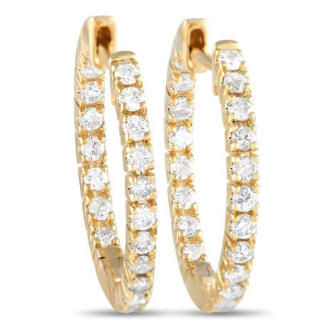 LB Exclusive 14K Yellow Gold 0.81ct Diamond Inside-Out Hoop Earrings