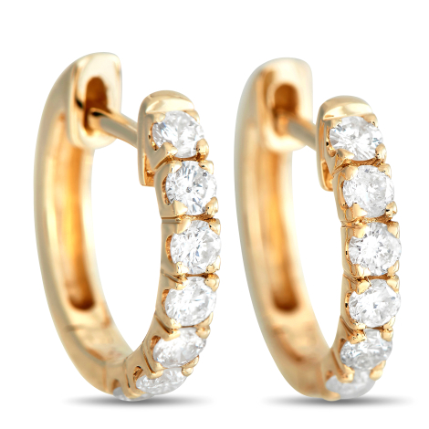 LB Exclusive 14K Yellow Gold 0.59ct Diamond Hoop Earrings