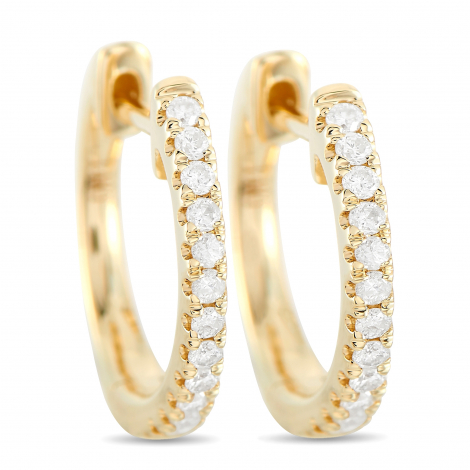 LB Exclusive 14K Yellow Gold 0.22 ct Diamond Hoop Earrings