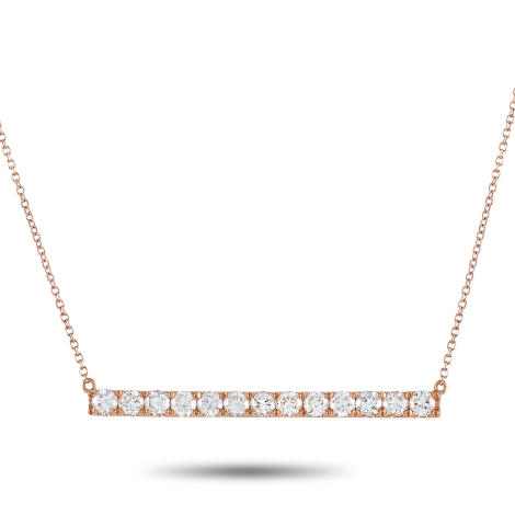 LB Exclusive 18K Rose Gold 1.00 ct Diamond Bar Necklace