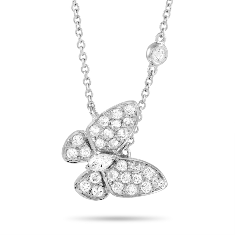 LB Exclusive 18K White Gold 0.72 ct Diamond Butterfly Necklace