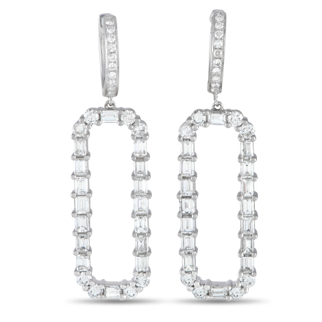 LB Exclusive 18K White Gold 4.30ct Diamond Dangle Earrings