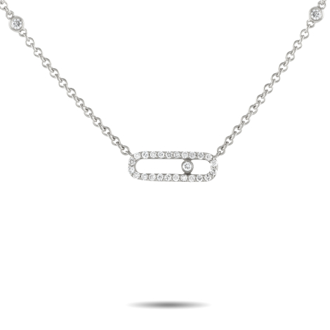 LB Exclusive 18K White Gold 0.25ct Sliding Diamond Necklace