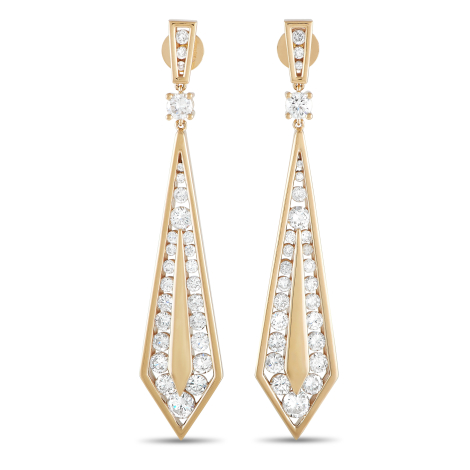 LB Exclusive 18K Yellow Gold 3.55ct Diamond Geometric Drop Earrings