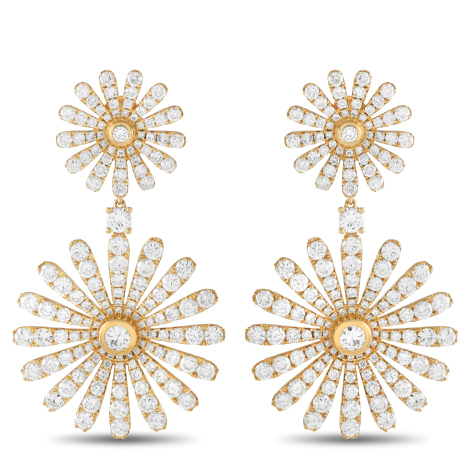 LB Exclusive 18K Yellow Gold 13.35ct Diamond Daisy Drop Earrings