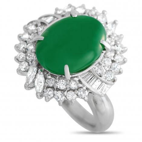 LB Exclusive Platinum 1.90 ct Diamond and Jade Ring