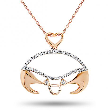 LB Exclusive 14K Rose Gold 0.16 ct Diamond Crab Pendant Necklace