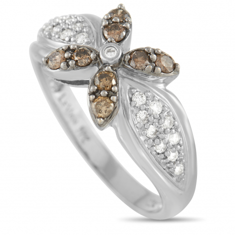 Le Vian 18K White Gold White and Brown Diamond Flower Ring