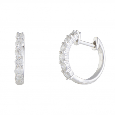 LB Exclusive 14K White Gold 0.75 ct Diamond Hoop Earrings