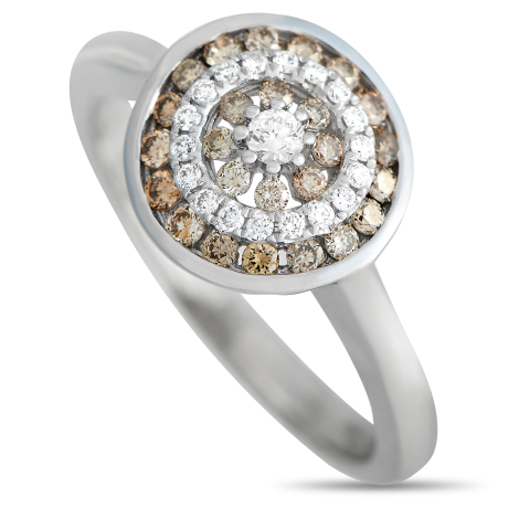 Piero Milano 18K White Gold 0.39ct Brown and White Diamond Ring