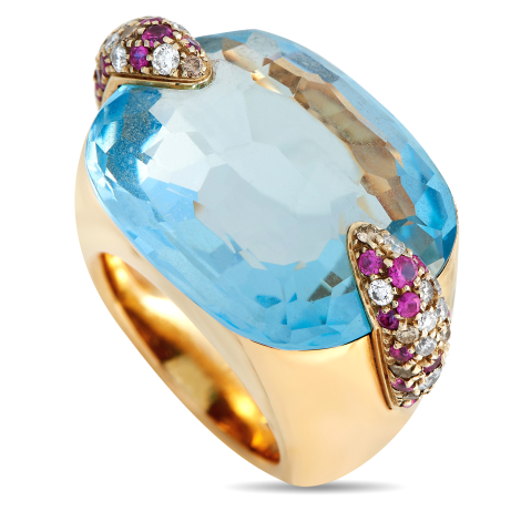 Pomellato Pin Up 18K Yellow Gold Topaz and Multi-Gem Cocktail Ring