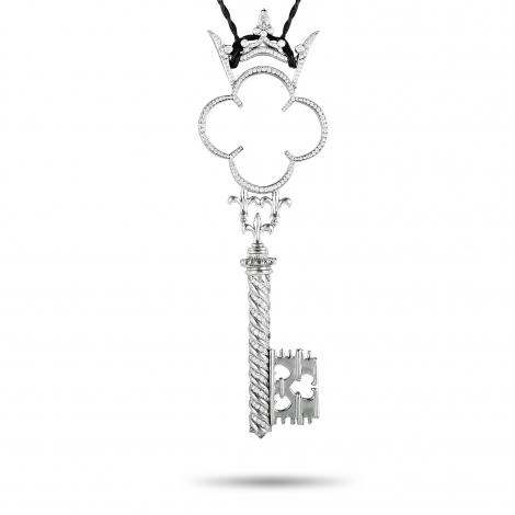 Prince Dimitri Platinum Diamond Large Key Pendant Necklace