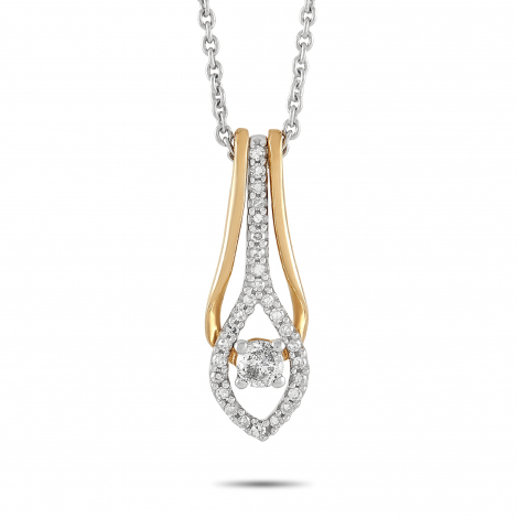 LB Exclusive 10K White Gold, Yellow Gold 0.25 ct Diamond Pendant Necklace