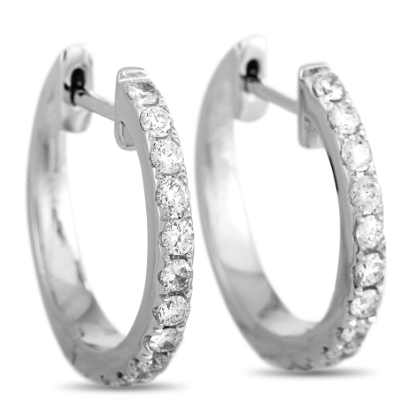 LB Exclusive 14K White Gold 0.31ct Diamond Hoop Huggie Earrings