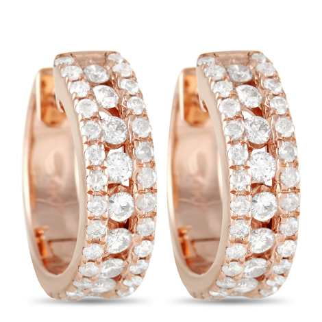 LB Exclusive 14K Rose Gold 1.0ct Diamond Hoop Earrings