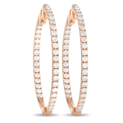 LB Exclusive 14K Rose Gold 1.0ct Diamond Hoop Earrings