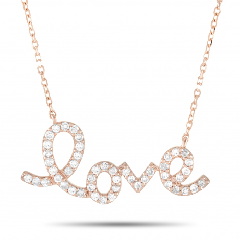 LB Exclusive 14K Rose Gold 0.26 ct Diamond Love Pendant Necklace