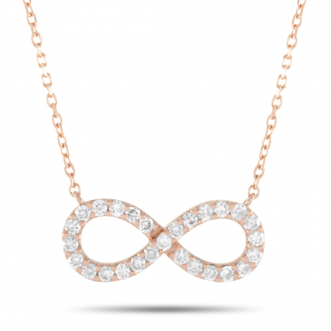 LB Exclusive 14K Rose Gold 0.30 ct Diamond Infinity Symbol Pendant Necklace