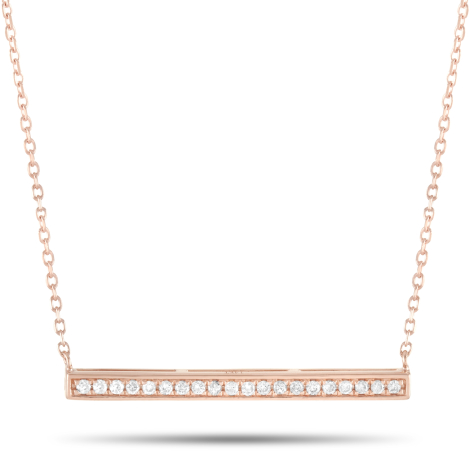 LB Exclusive 14K Rose Gold 0.10ct Diamond Bar Necklace